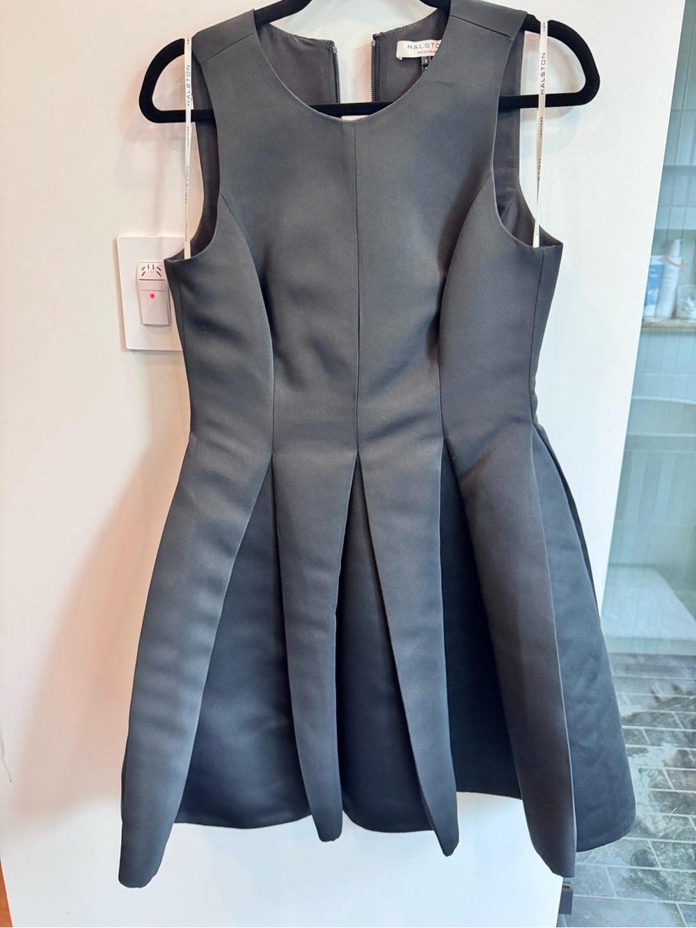 Halston heritage Black Pleated Dress